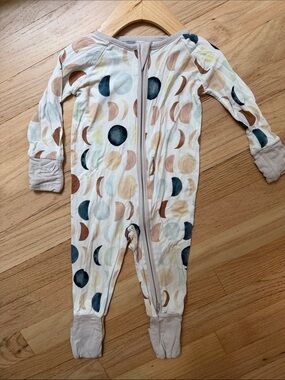 Little Sleepies Cream Moon Phase Zip Footed One-Piece